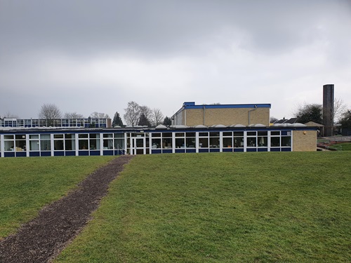Rear view of the school